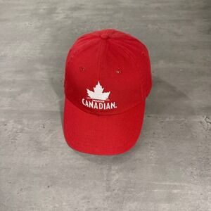 Molson Canadian Hat Mens Red Cotton Adjustable Buckle Dad Cap Beer Lager Leaf